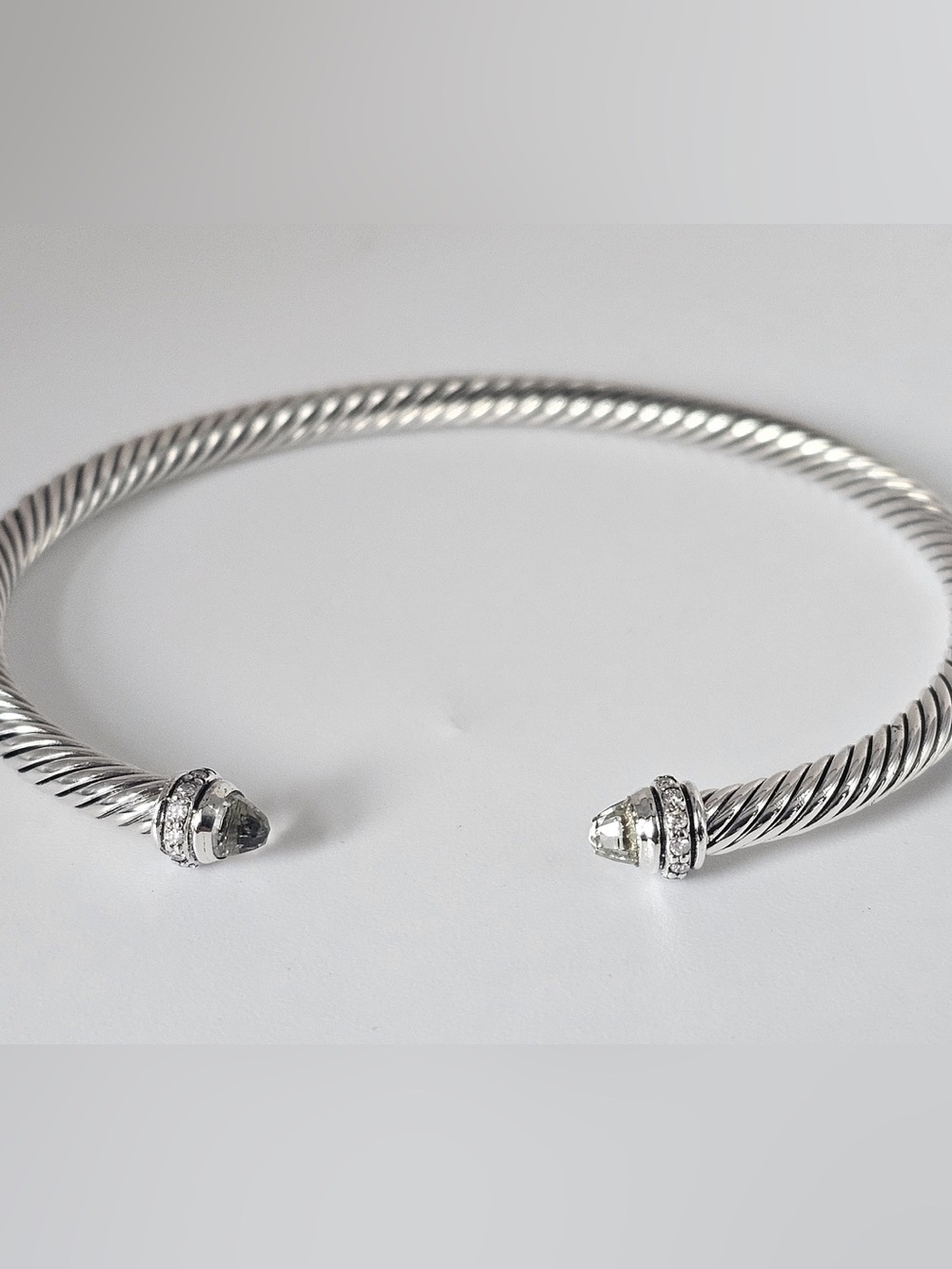 4mm classic cable with prasiolite and diamonds